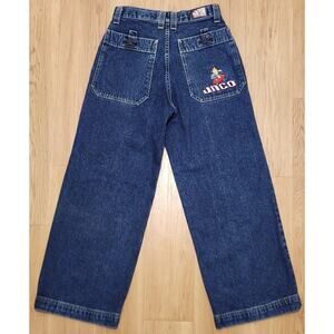 Vintage JNCO Youth Size 16 Flamehead Wide-Leg Jeans Denim Made In The USA